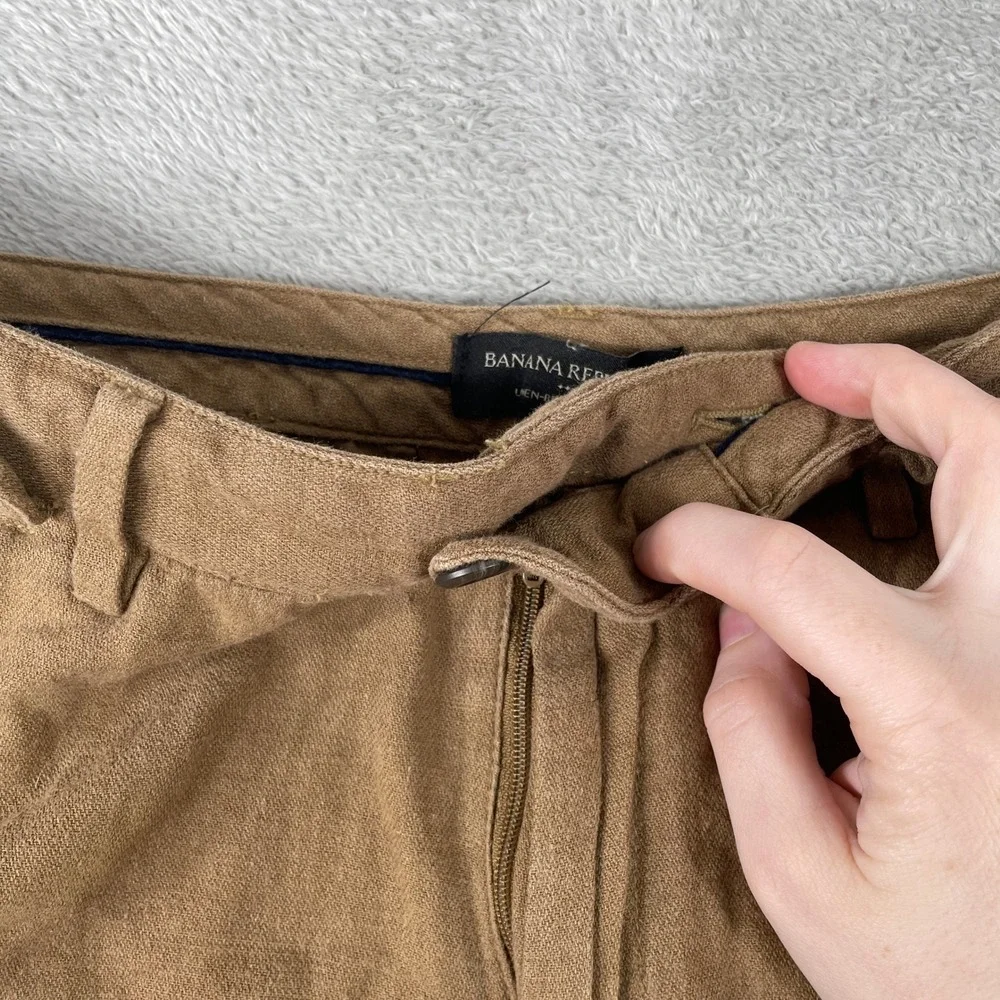 Banana Republic Linen Blend Shorts Mens 33 Brown Casual Summer Preppy Classic